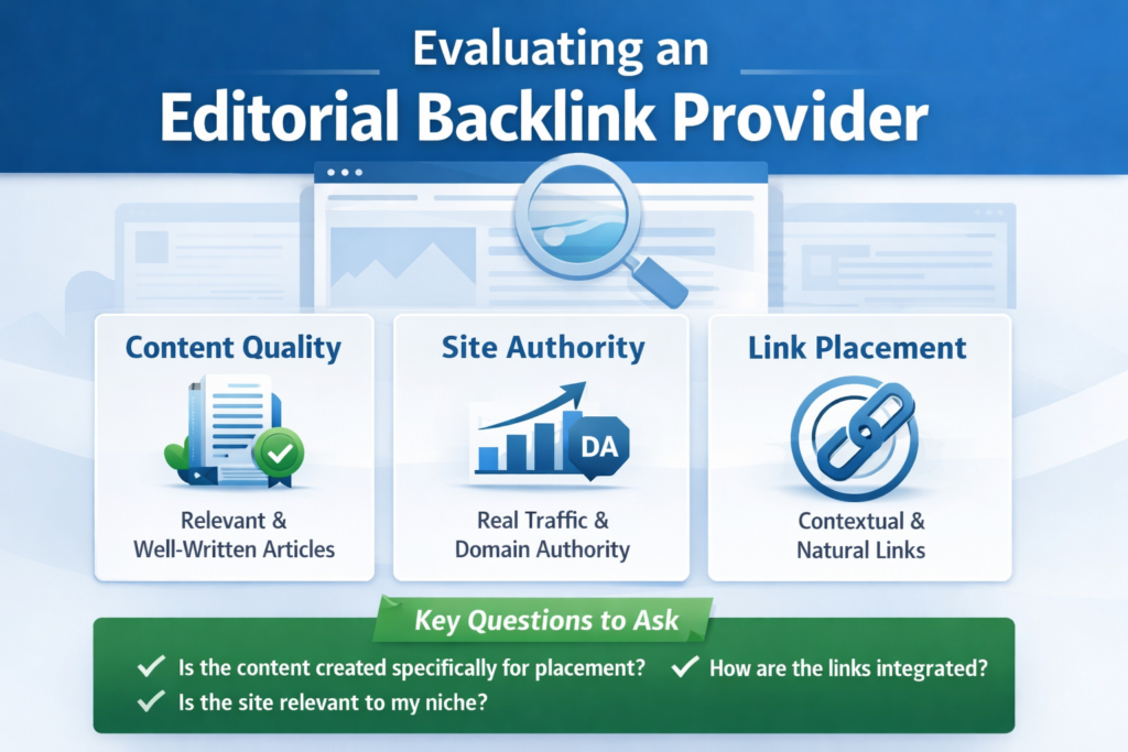 editorial backlink provider evaluation checklist