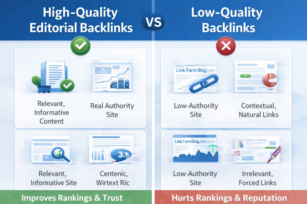 high quality backlinks vs low quality backlinks comparison